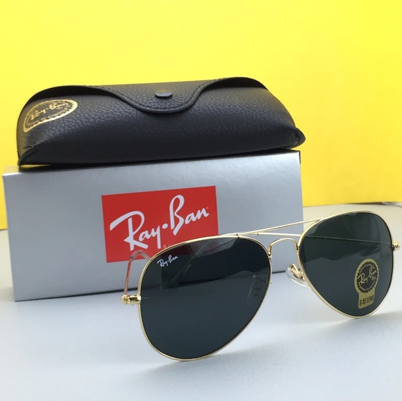 LIKE NEW RayBan Aviator RB3025 Black Gold Ray ban Sunglasses - Picture 3 of 14